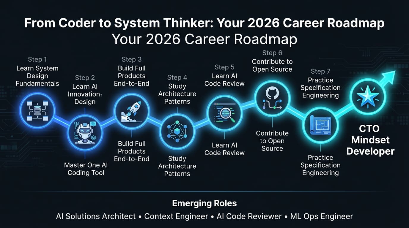 Career roadmap for developers transitioning from coding to system design and CTO mindset