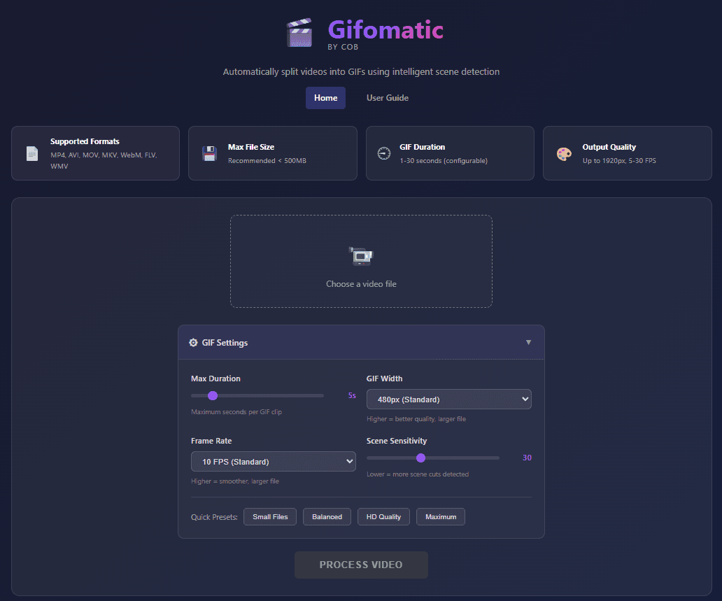 COB Gifomatic open source video to GIF converter on GitHub